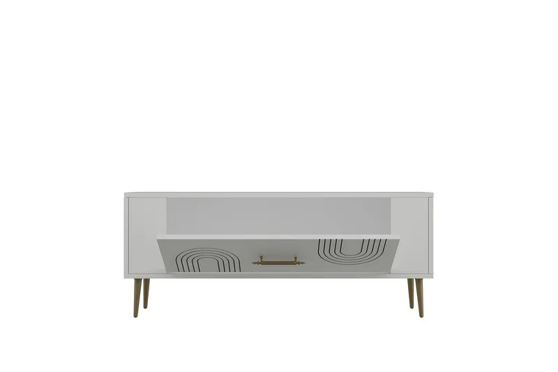 Deyric TV-benk 120 cm - Hvit/Gull - Møbler - TV- & Mediamøbler - TV benk & mediabenk