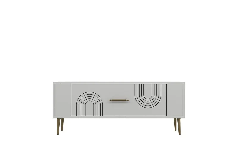 Deyric TV-benk 120 cm - Hvit/Gull - Møbler - TV- & Mediamøbler - TV benk & mediabenk