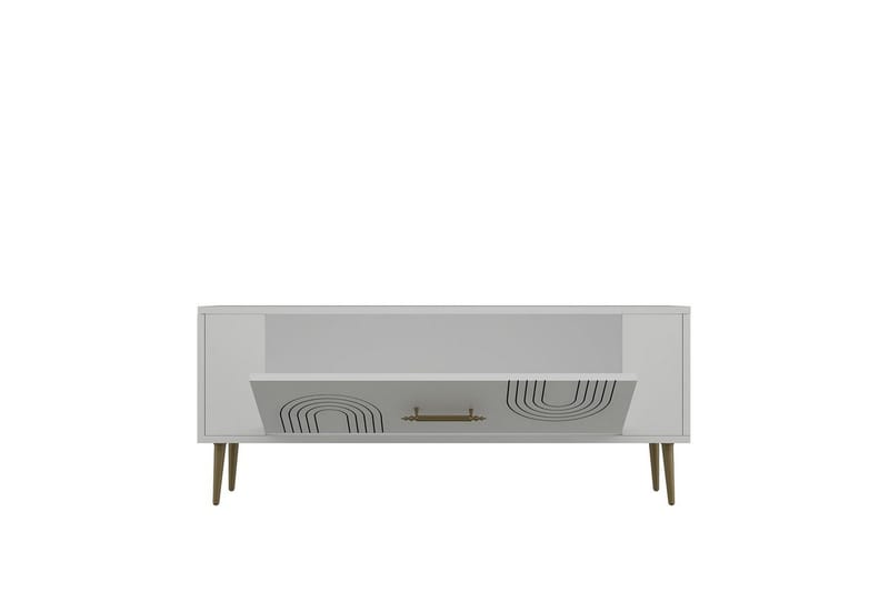 Deyric TV-benk 120 cm - Hvit/Gull - Møbler - TV- & Mediamøbler - TV benk & mediabenk