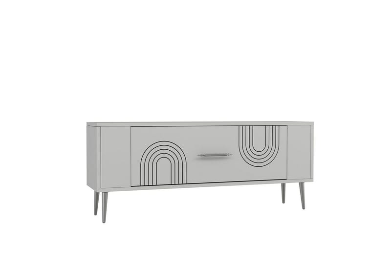 Deyric TV-benk 120 cm - Hvit/Sølv - Møbler - TV- & Mediamøbler - TV benk & mediabenk