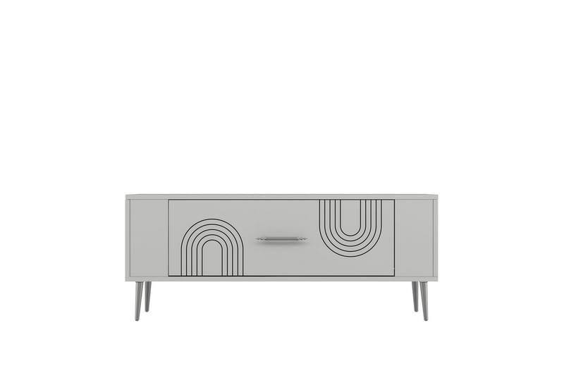 Deyric TV-benk 120 cm - Hvit/Sølv - Møbler - TV- & Mediamøbler - TV benk & mediabenk