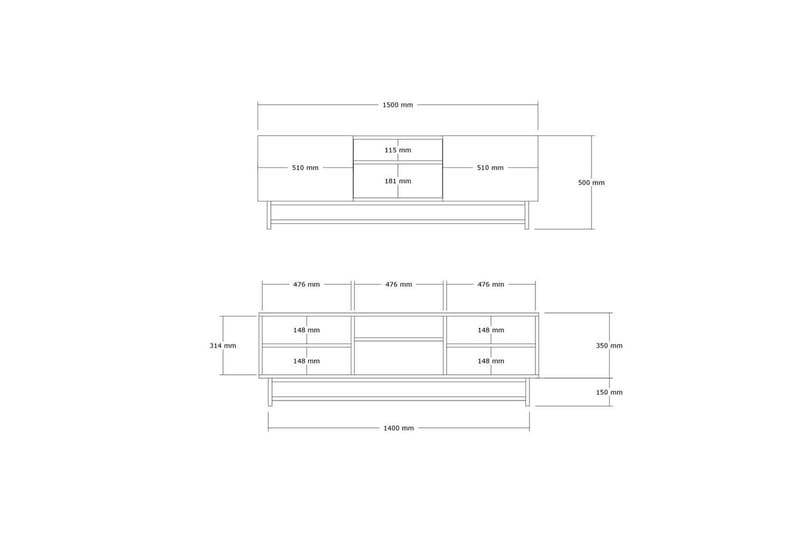 Deyvon TV-benk 150 cm - Valnøtt - Møbler - TV- & Mediamøbler - TV benk & mediabenk