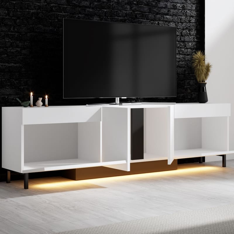 Djarhint TV-benk 180 cm - Hvit - Møbler - TV- & Mediamøbler - Mediestativ & veggfeste - TV-veggfeste