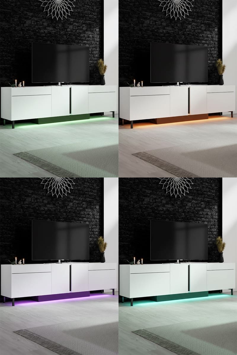 Djarhint TV-benk 180 cm - Hvit - Møbler - TV- & Mediamøbler - Mediestativ & veggfeste - TV-veggfeste