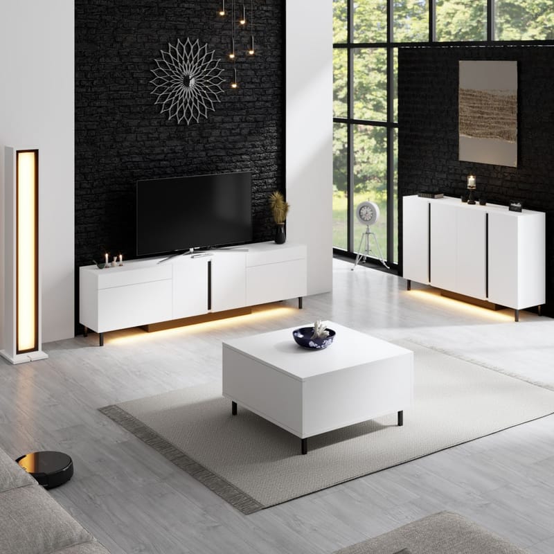 Djarhint TV-benk 180 cm - Hvit - Møbler - TV- & Mediamøbler - Mediestativ & veggfeste - TV-veggfeste