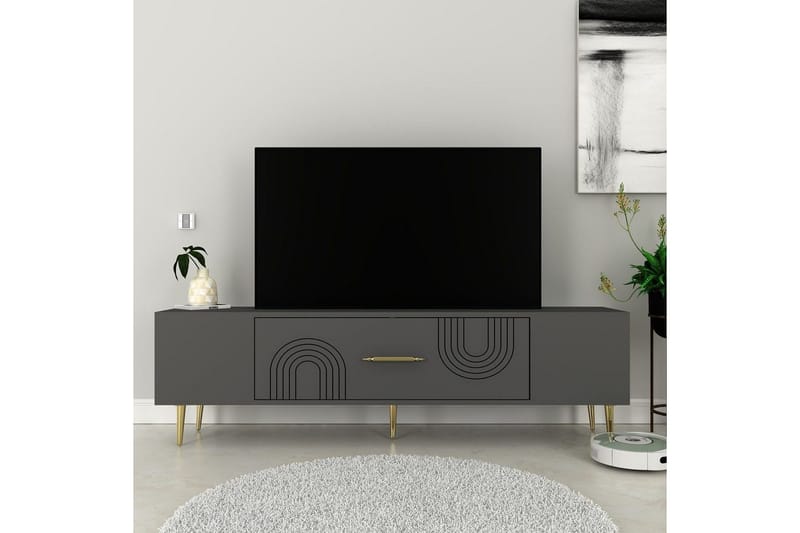 Drova TV-benk 150 cm - Antrasitt/Gull - Møbler - TV- & Mediamøbler - TV benk & mediabenk