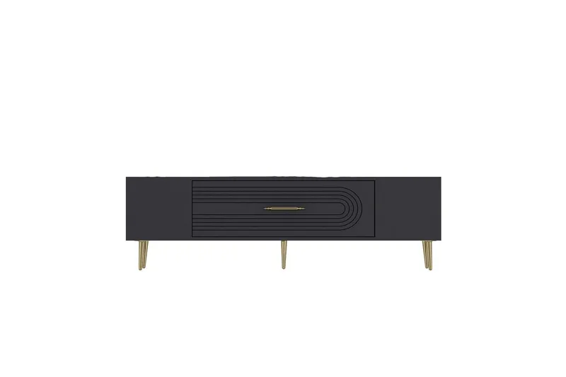 Drova TV-benk 150 cm, Antrasitt/Gull