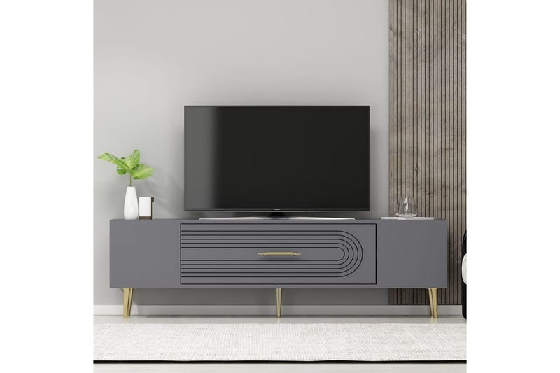 Drova TV-benk 150 cm - Antrasitt/Gull - Møbler - TV- & Mediamøbler - TV benk & mediabenk
