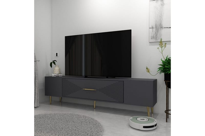 Drova TV-benk 150 cm - Antrasitt/Gull - Møbler - TV- & Mediamøbler - TV benk & mediabenk