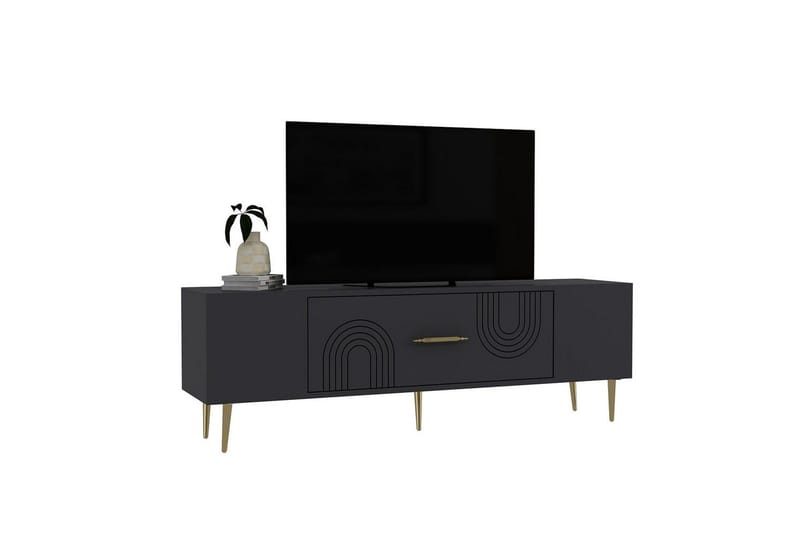 Drova TV-benk 150 cm - Antrasitt/Gull - Møbler - TV- & Mediamøbler - TV benk & mediabenk