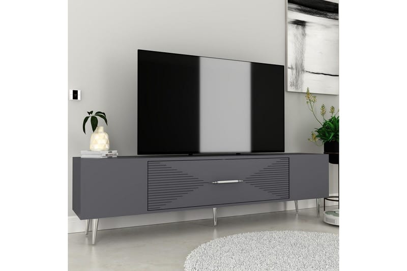 Drova TV-benk 150 cm - Antrasitt/Sølv - Møbler - TV- & Mediamøbler - TV benk & mediabenk