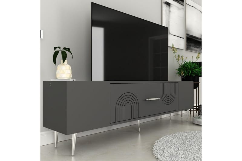 Drova TV-benk 150 cm - Antrasitt/Sølv - Møbler - TV- & Mediamøbler - TV benk & mediabenk