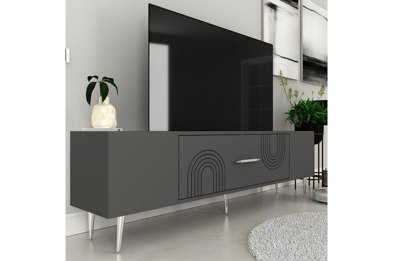 Drova TV-benk 150 cm - Antrasitt/Sølv - Møbler - TV- & Mediamøbler - TV benk & mediabenk