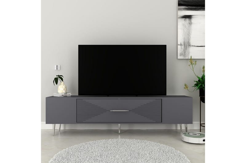Drova TV-benk 150 cm - Antrasitt/Sølv - Møbler - TV- & Mediamøbler - TV benk & mediabenk