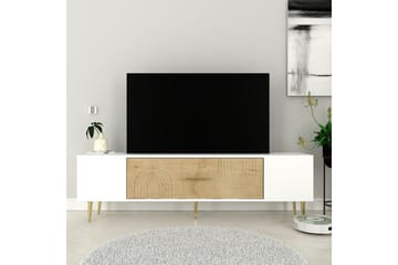 Drova TV-benk 150 cm - Eik/Hvit/Gull - Møbler - TV- & Mediamøbler - TV benk & mediabenk