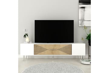 Drova TV-benk 150 cm - Eik/Hvit/Sølv - Møbler - TV- & Mediamøbler - TV benk & mediabenk