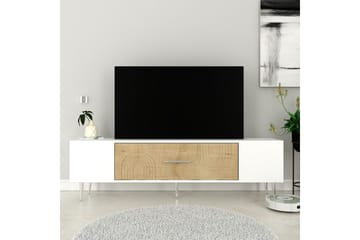Drova TV-benk 150 cm - Eik/Hvit/Sølv - Møbler - TV- & Mediamøbler - TV benk & mediabenk