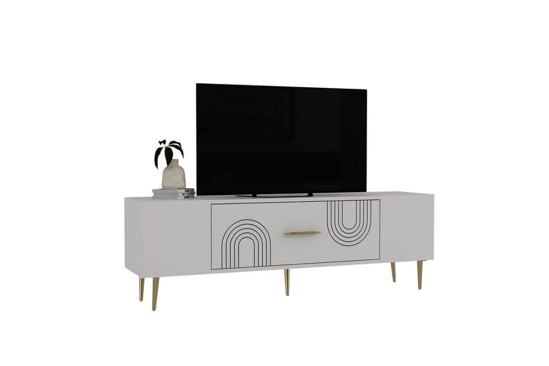 Drova TV-benk 150 cm - Hvit/Gull - Møbler - TV- & Mediamøbler - TV benk & mediabenk