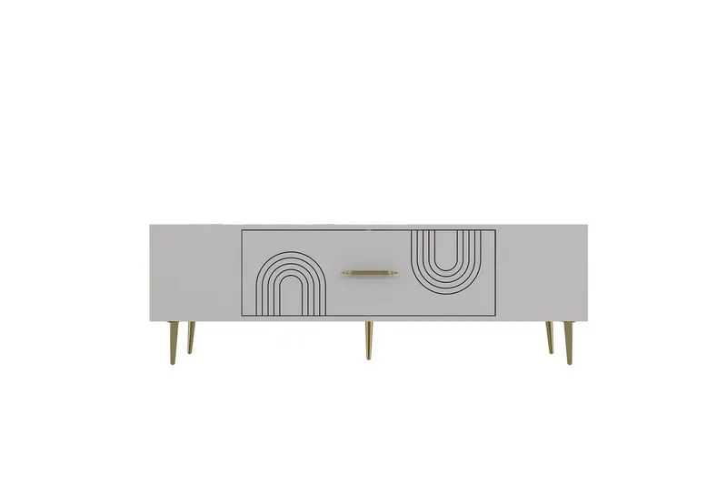 Drova TV-benk 150 cm, Hvit/Gull