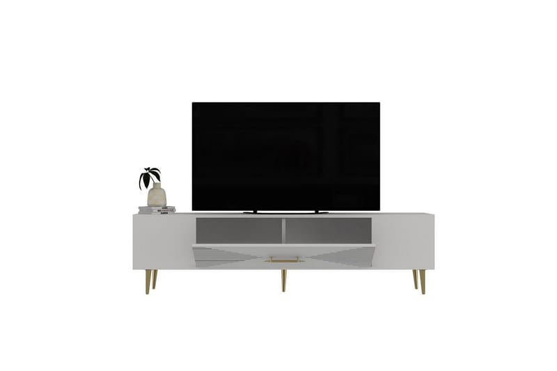 Drova TV-benk 150 cm - Hvit/Gull - Møbler - TV- & Mediamøbler - TV benk & mediabenk