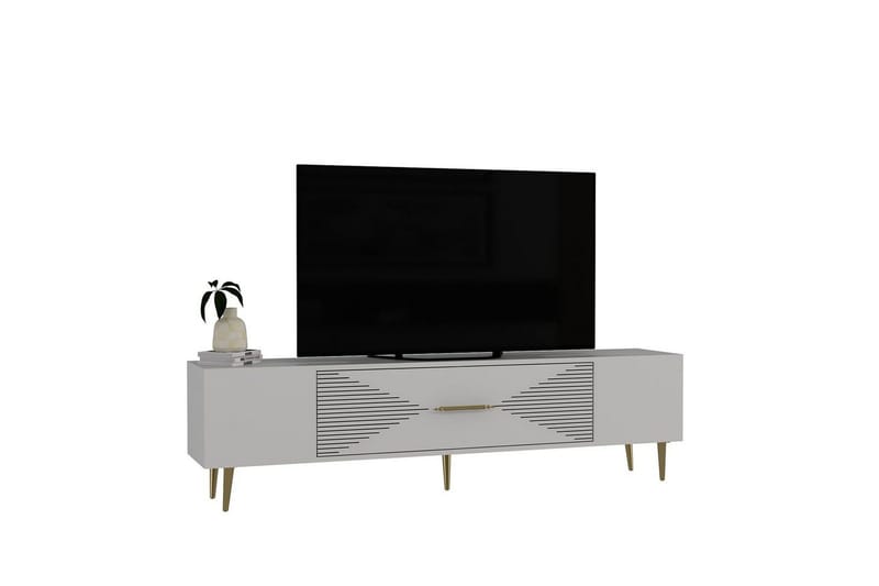 Drova TV-benk 150 cm - Hvit/Gull - Møbler - TV- & Mediamøbler - TV benk & mediabenk
