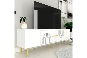 Drova TV-benk 150 cm - Hvit/Gull - Møbler - TV- & Mediamøbler - TV benk & mediabenk