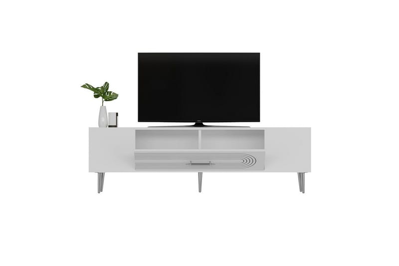 Drova TV-benk 150 cm - Hvit/Sølv - Møbler - TV- & Mediamøbler - TV benk & mediabenk