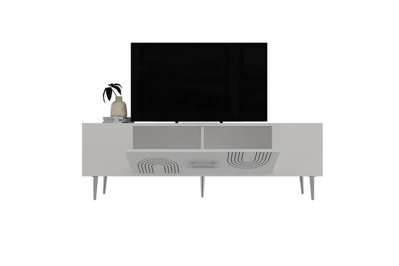 Drova TV-benk 150 cm - Hvit/Sølv - Møbler - TV- & Mediamøbler - TV benk & mediabenk