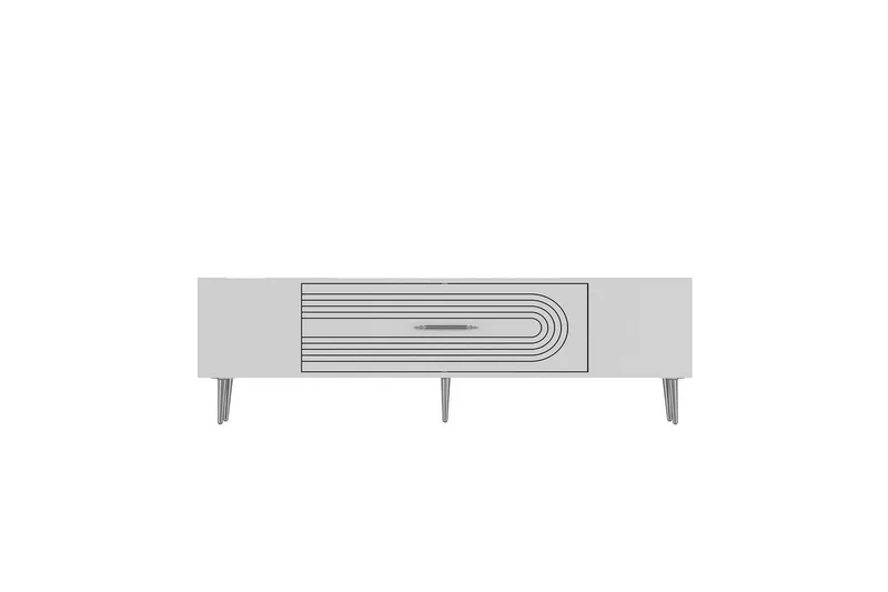 Drova TV-benk 150 cm, Hvit/Sølv