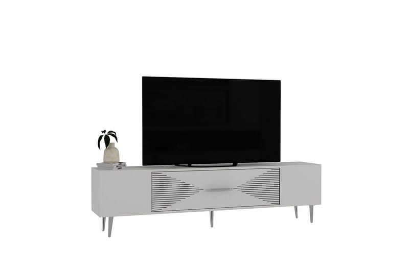 Drova TV-benk 150 cm - Hvit/Sølv - Møbler - TV- & Mediamøbler - TV benk & mediabenk