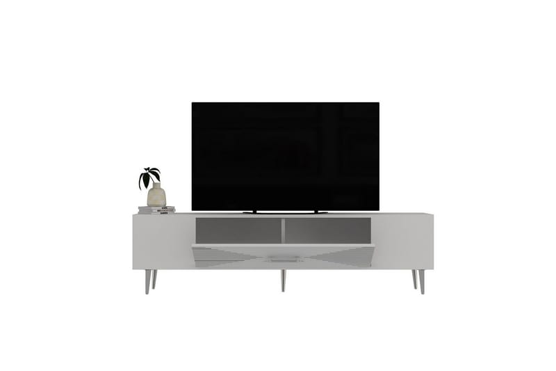 Drova TV-benk 150 cm - Hvit/Sølv - Møbler - TV- & Mediamøbler - TV benk & mediabenk