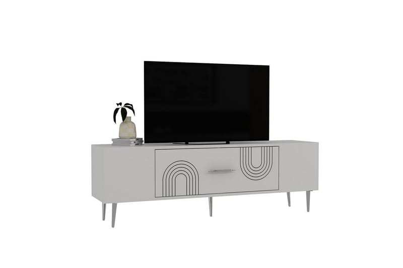 Drova TV-benk 150 cm - Hvit/Sølv - Møbler - TV- & Mediamøbler - TV benk & mediabenk