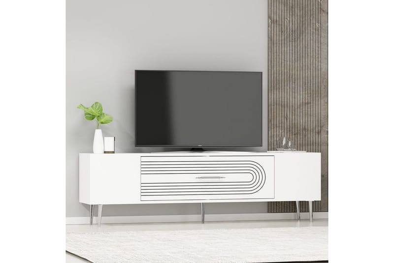 Drova TV-benk 150 cm - Hvit/Sølv - Møbler - TV- & Mediamøbler - TV benk & mediabenk