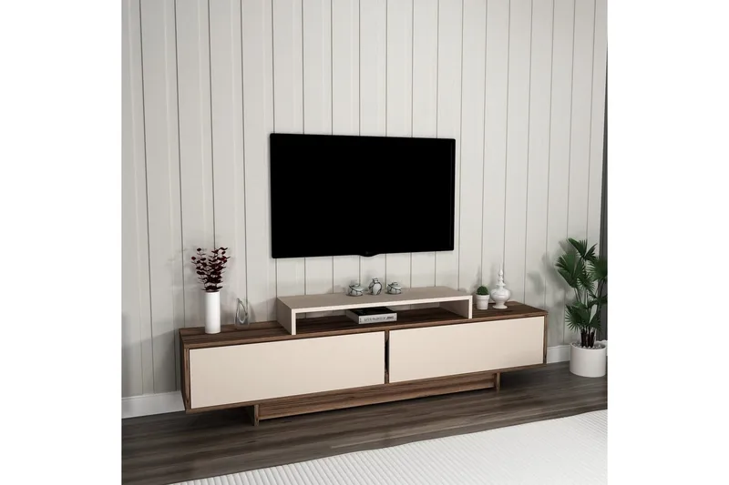 Durros TV-benk 180 cm - Valnøtt/Beige - Møbler - TV- & Mediamøbler - TV benk & mediabenk