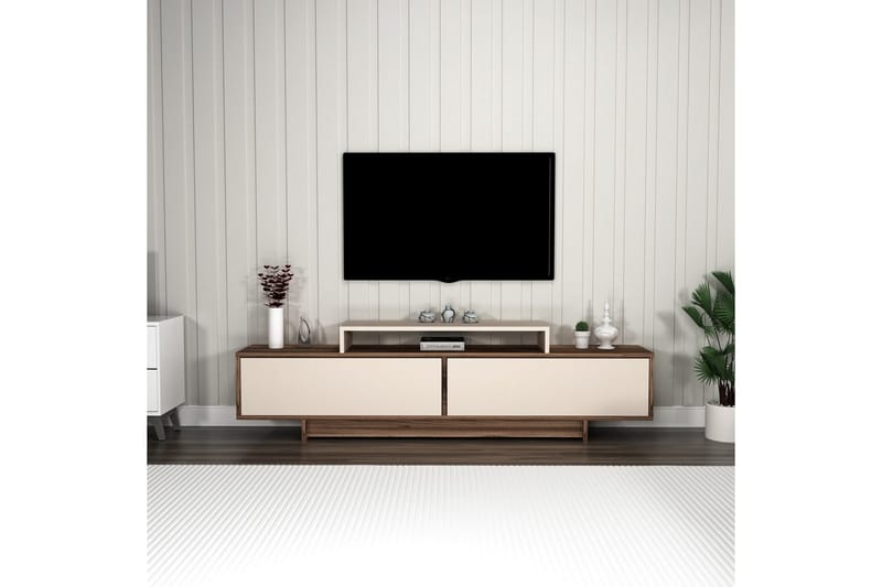 Durros TV-benk 180 cm - Valnøtt/Beige - Møbler - TV- & Mediamøbler - TV benk & mediabenk
