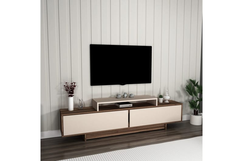 Durros TV-benk 180 cm - Valnøtt/Beige - Møbler - TV- & Mediamøbler - TV benk & mediabenk