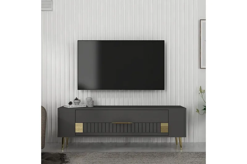 Estel TV-benk 120 cm - Antrasitt/Gull - Møbler - TV- & Mediamøbler - TV benk & mediabenk