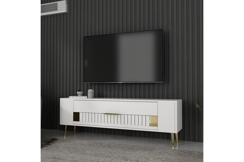 Estel TV-benk 120 cm - Hvit/Gull - Møbler - TV- & Mediamøbler - TV benk & mediabenk