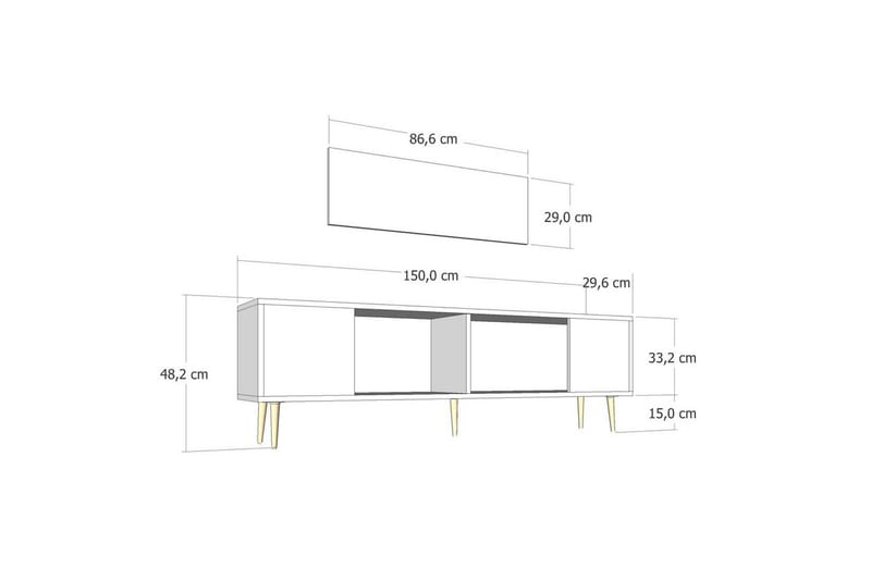 Feynor TV-benk 150 cm - Antrasitt/Sølv - Møbler - TV- & Mediamøbler - TV benk & mediabenk