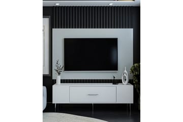 Feynor TV-benk 150 cm - Hvit/Sølv - Møbler - TV- & Mediamøbler - TV benk & mediabenk