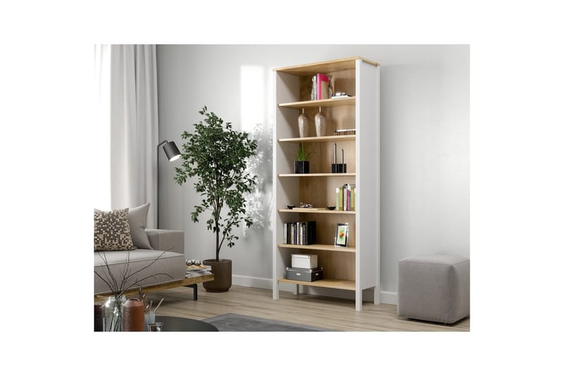 Fynric Bokhylle 83 cm - Natur/Hvit - Oppbevaring - Hylle - Bokhylle