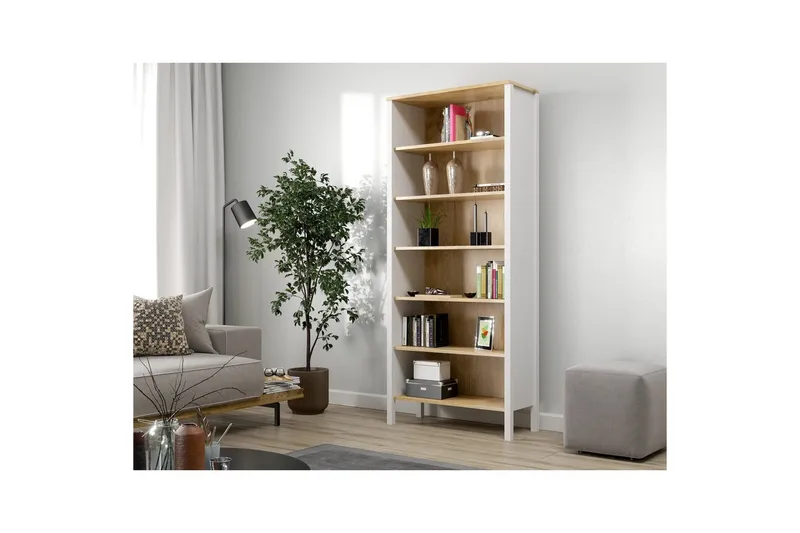 Fynric Bokhylle 83 cm - Natur/Hvit - Oppbevaring - Hylle - Bokhylle