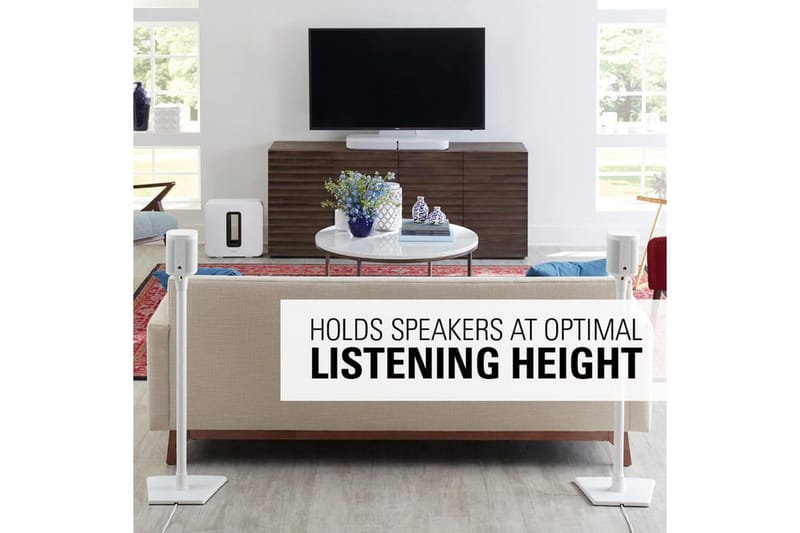 Gulvstativ Sanus for Sonos One SL Play:1 og Play:3 2 deler Hvit, Fast stativ - Hvit, Fast stativ - Møbler - TV- & Mediamøbler - Mediestativ & veggfeste - Høyttalerstativ