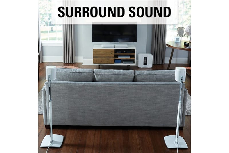 Gulvstativ Sanus for Sonos One SL Play:1 og Play:3 2 deler Hvit, Justerbart stativ - Hvit, Justerbart stativ - Møbler - TV- & Mediamøbler - Mediestativ & veggfeste - Høyttalerstativ