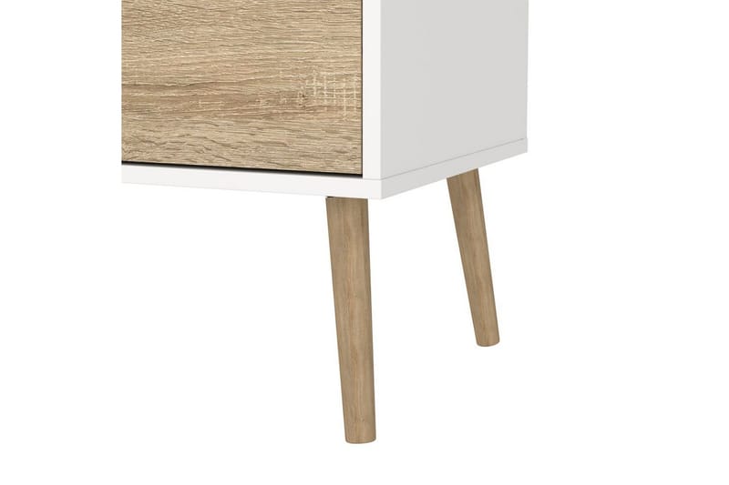Hostafranc Gulvstående TV-benk 117,2 cm med Oppbevaring i Eik - Hvit|Beige - Møbler - TV- & Mediamøbler - TV benk & mediabenk