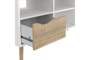 Hostafranc Gulvstående TV-benk 117,2 cm med Oppbevaring i Eik - Hvit|Beige - Møbler - TV- & Mediamøbler - TV benk & mediabenk
