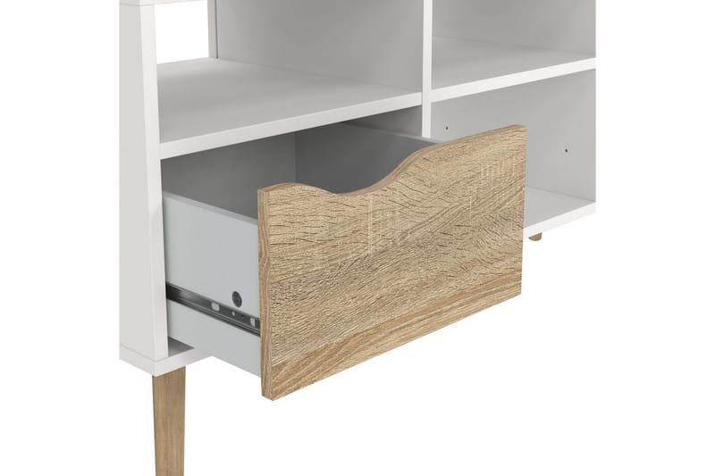 Hostafranc Gulvstående TV-benk 117,2 cm med Oppbevaring i Eik - Hvit|Beige - Møbler - TV- & Mediamøbler - TV benk & mediabenk