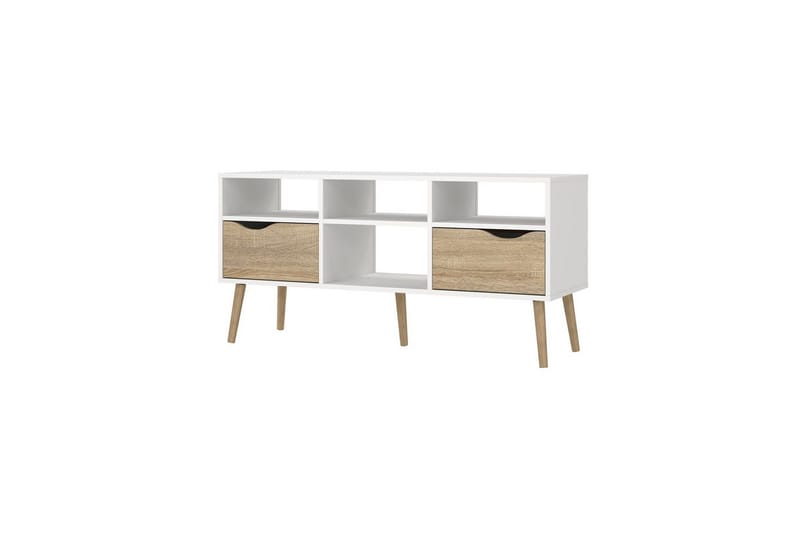 Hostafranc Gulvstående TV-benk 117,2 cm med Oppbevaring i Eik, Hvit|Beige