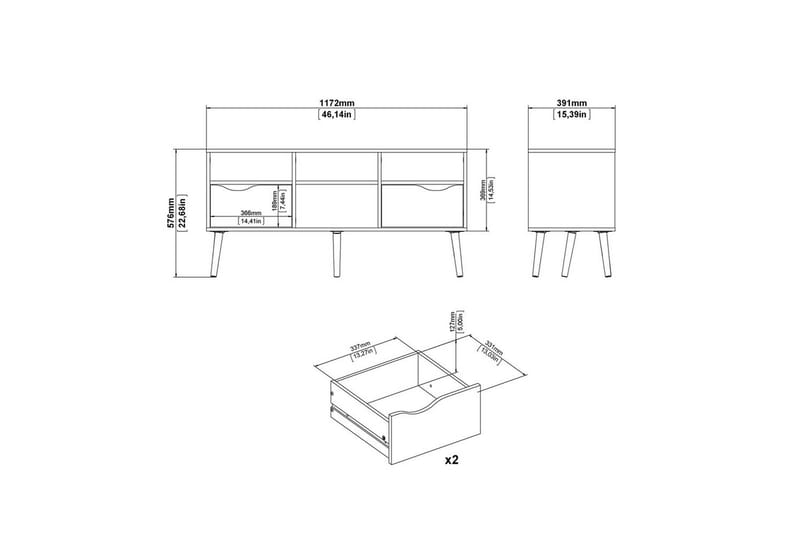 Hostafranc TV-benk 57,4 cm - Møbler - TV- & Mediamøbler - TV benk & mediabenk