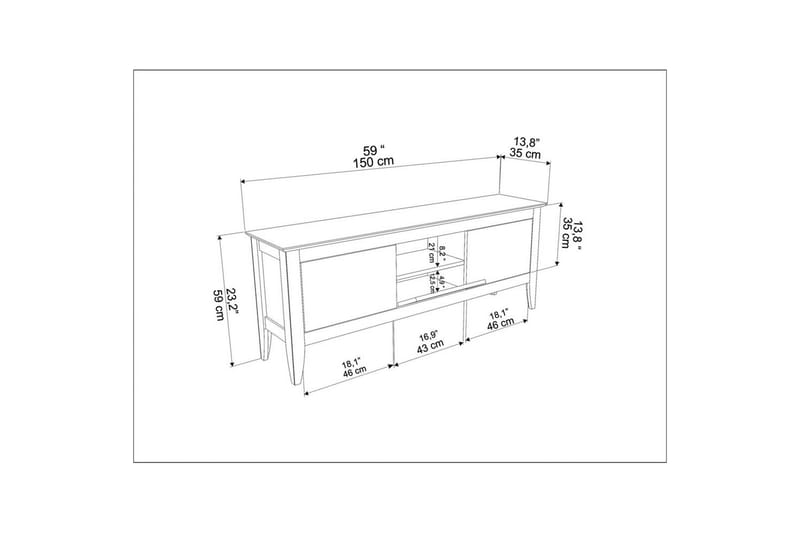 Hue TV-benk 150 cm - Beige/Hvit - Møbler - TV- & Mediamøbler - TV benk & mediabenk